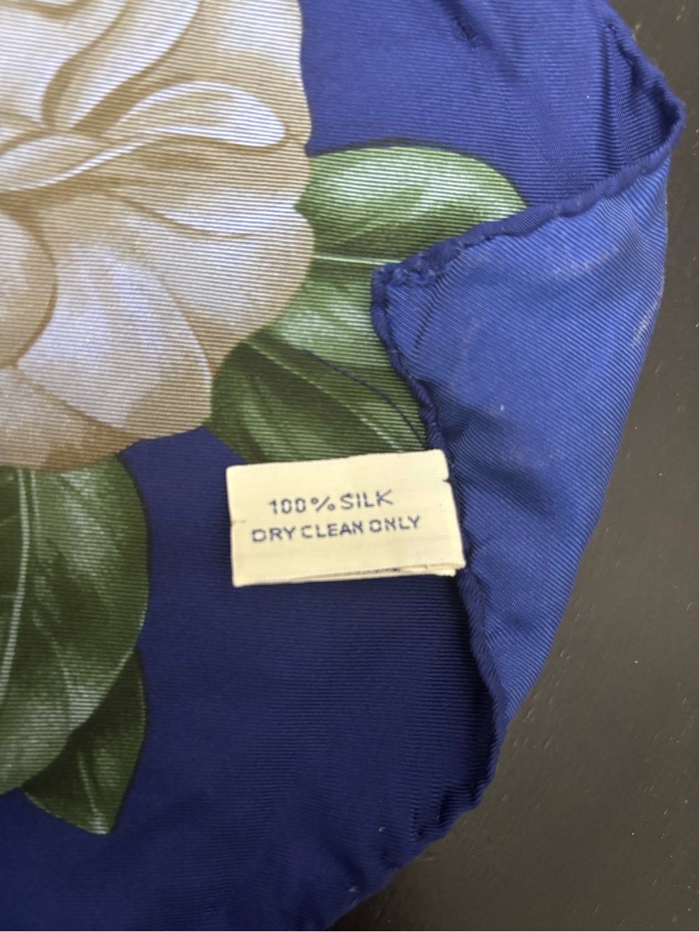 Nordstrom 100% Italian Silk Blue Floral Scarf, 34” x 34” - Picture 3 of 5